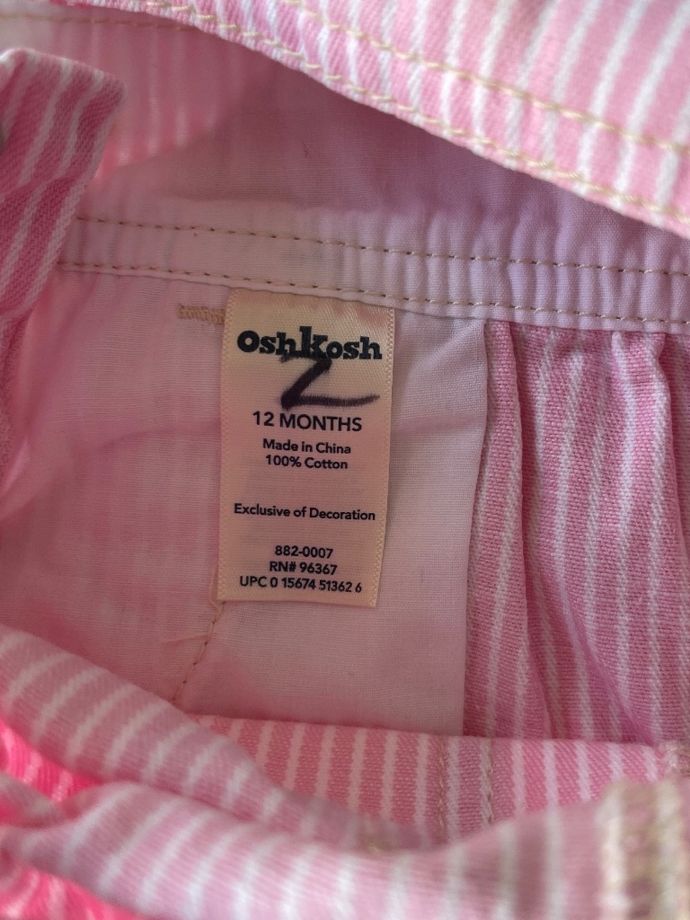 Vintage OshKosh B'gosh Pink Striped Vestbak Overalls 12 mo - Picture 5 of 11